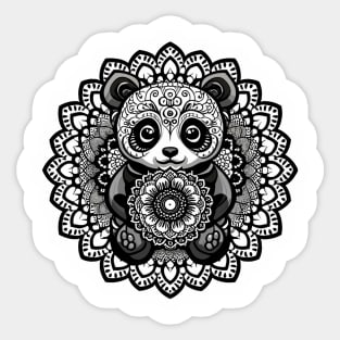 Cute baby black panda mandala art design Sticker